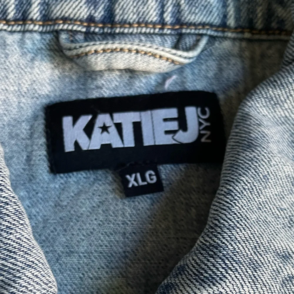 Katie J NYC Montauk Denim Jacket Acid Wash Blue Classic Layering SZ Tween XL